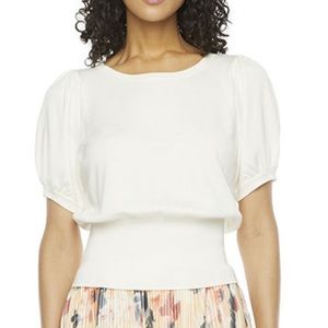 Ryegrass Women’s Crew Neck Short Sleeve Sweater in Crema